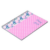 スパイラルノートブックまたはジャーナル、ピンクのバラ、水玉模様 ノートブック (左側)