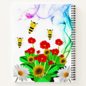 スパイラルノートブックイエローサンフラワー（昆虫）マルハナバチフローラ ノートブック (裏面)