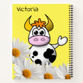 スパイラルノートブックカウイエローホワイトデイジーフローラ ノートブック (裏面)