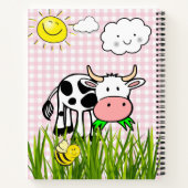 スパイラルノートブックカウピンクの格子状（昆虫）マルハナバチフローラ ノートブック (裏面)