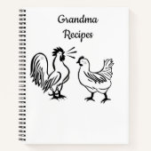 スパイラルノートブックカラーリングルースター祖母レシピ ノートブック (正面)