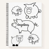 スパイラルノートブックカラーリング豚と子羊 ノートブック (正面)