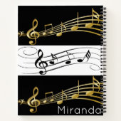 スパイラルノートブック白黒金ゴールドミュージックノート ノートブック (裏面)