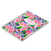 スパイラルノートブック、カスタマイズ可能なピンクとブルーのフローラ ノートブック (左側)