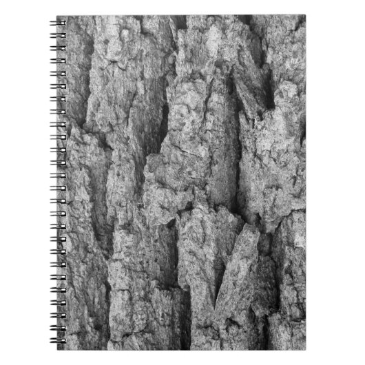 スパイラルノートブック – 旧成長株オークの樹皮 ノートブック (正面)