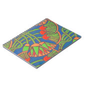 スパイラルノートブック，青，赤，黄色の民族デザイン ノートブック (左側)