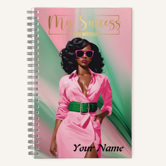 スパイラルノートブックA5ピンクと緑の抽象芸術 ノートブック