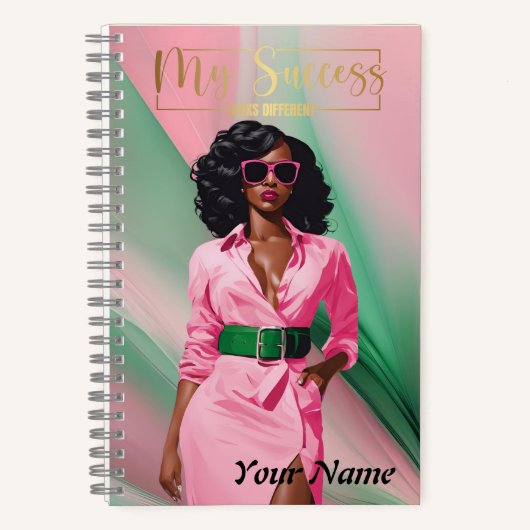 スパイラルノートブックA5ピンクと緑の抽象芸術 ノートブック (正面)