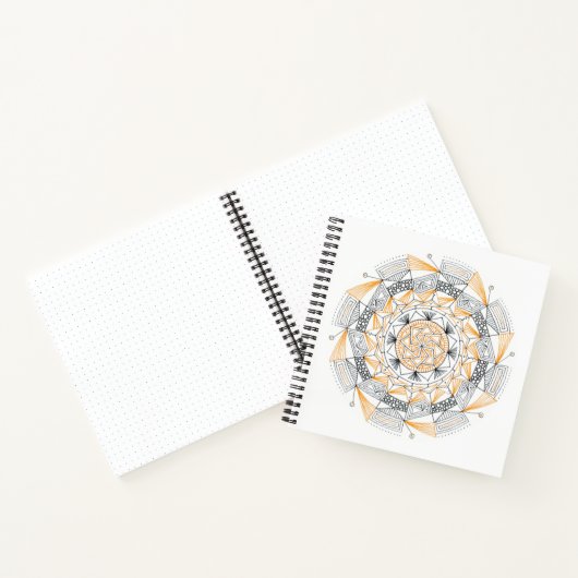 スパイラルノートブックw/オレンジマンダラデザイン ノートブック (内部)