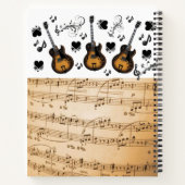スパイラルノートミュージックノートギターブラックハート ノートブック (裏面)