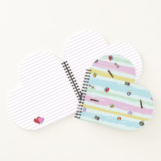 スパイラルノート スポーツ&ストライプ パステル調 レース ノートブック (内部)