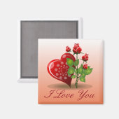 スパイラルハートと赤バラ マグネット (正面/裏面)