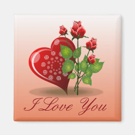 スパイラルハートと赤バラ マグネット