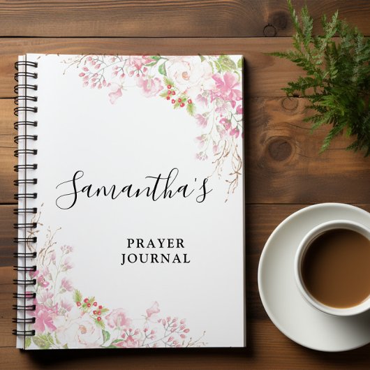 スパイラルピンクのフローラバイブル詩の日誌ノート ノートブック