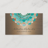 スパイラルマンダラフラワーティール（緑がかった色）&金ゴールドスパサロン 名刺 (正面)