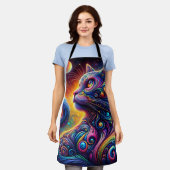スパイラルミスティック銀河系レインボーキャット エプロン (着用した状態)