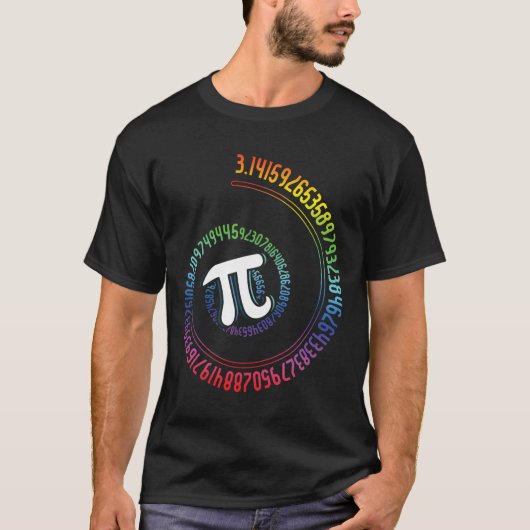 スパイラルレインボーおたく数学ギーク数学者パイ日 Tシャツ (正面)