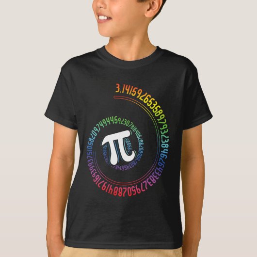 スパイラルレインボーおたく数学ギーク数学者パイ日 Tシャツ (正面)
