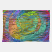 スパイラルレインボー、レリーフ、 浮き彫りと汚れたストライプ キッチンタオル (横)