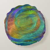 スパイラルレインボー、レリーフ、 浮き彫りと汚れたストライプ ラウンドクッション (裏面)