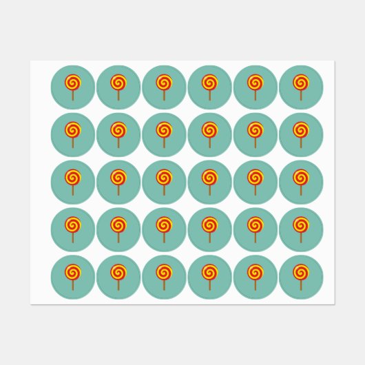 スパイラルレッドイエロー棒つきキャンデー ラベル (シート)