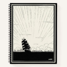 スパイラルヴィンテージ海賊船イラストレーション