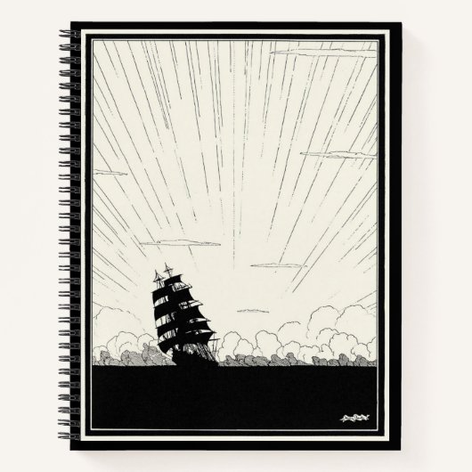 スパイラルヴィンテージ海賊船イラストレーション ノートブック (正面)