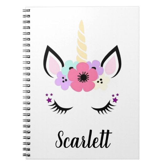 スパイラル写真ノート - ユニコーンの頭 ノートブック (正面)