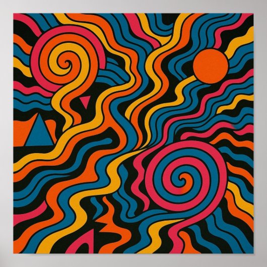 スパイラル流サイケデリックれの電気ヴィンテージカオス ポスター (正面)