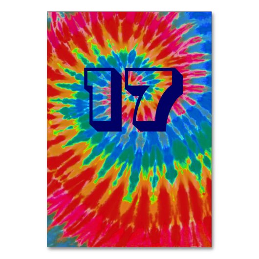 スパイラル絞り染め結婚のテーブル17号 テーブルナンバー (正面)