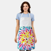 スパイラル虹の水色抽象芸術 エプロン (着用した状態)