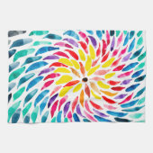 スパイラル虹の水色抽象芸術 キッチンタオル (横)