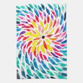 スパイラル虹の水色抽象芸術 キッチンタオル (縦)