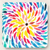 スパイラル虹の水色抽象芸術 コースター (正面)