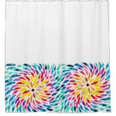 スパイラル虹の水色抽象芸術 シャワーカーテン (正面)