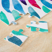 スパイラル虹の水色抽象芸術 ジグソーパズル (側面)