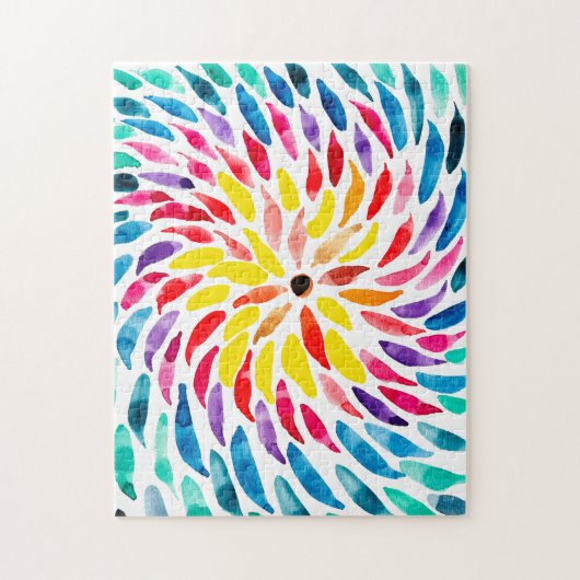 スパイラル虹の水色抽象芸術 ジグソーパズル (縦)