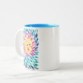 スパイラル虹の水色抽象芸術 ツートーンマグカップ (正面左)