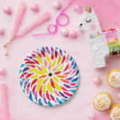 スパイラル虹の水色抽象芸術 ペーパープレート (パーティー)