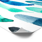 スパイラル虹の水色抽象芸術 ポスター (角)