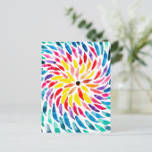スパイラル虹の水色抽象芸術 ポストカード (スタンド正面)