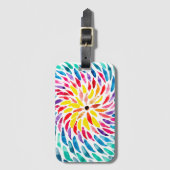 スパイラル虹の水色抽象芸術 ラゲッジタグ (正面縦)