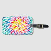 スパイラル虹の水色抽象芸術 ラゲッジタグ (正面横)