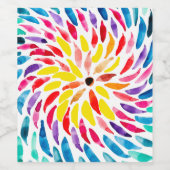 スパイラル虹の水色抽象芸術 ワインラベル (シングルラベル)