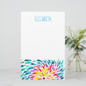 スパイラル虹の水色抽象芸術 便箋 (スタンド正面)