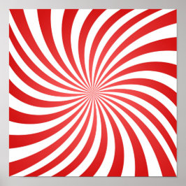 スパイラル赤と白パターン – 神の指紋 ポスター