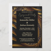 スパイラル金ゴールドフラクタル婚約パーティ招待状 招待状 (正面)