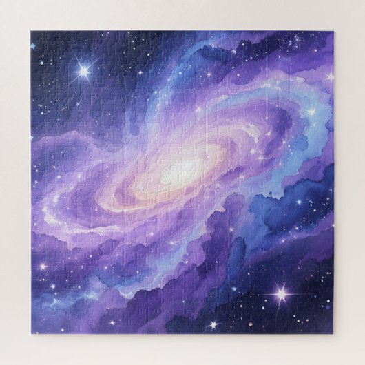 スパイラル銀河星雲パープルコズミックスワール ジグソーパズル (縦)