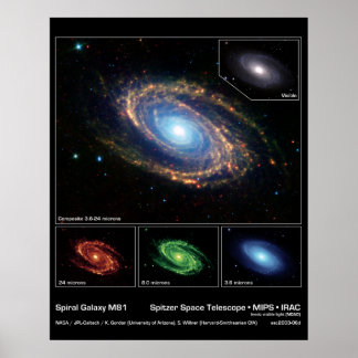 スパイラル銀河系M81 – スピッツァー宇宙望遠鏡 ポスター