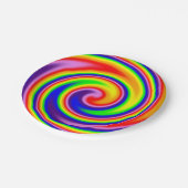スパイラル・スワール・ソフトフォーカス・レインボー・カラー・セレブレーション ペーパープレート (アングル)